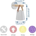 thumbnail image 3 of FSLiving Battery Operated Wall Sconce Rechargeable Battery Run Low-Volt Safe LED Remote Control Cordless White Metal Wooden Wall Sconce Vintage Wall Light for Corridor Dorm Bulb Included-1 Pack, 3 of 6