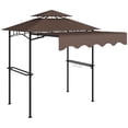 thumbnail image 2 of Outsunny 8' x 7.6' Grill Gazebo, Double Tiered Outdoor BBQ Gazebo with Side Awning, 2 Side Shelves and 6 Hooks for Patio, Deck, Yard, Brown, 2 of 9