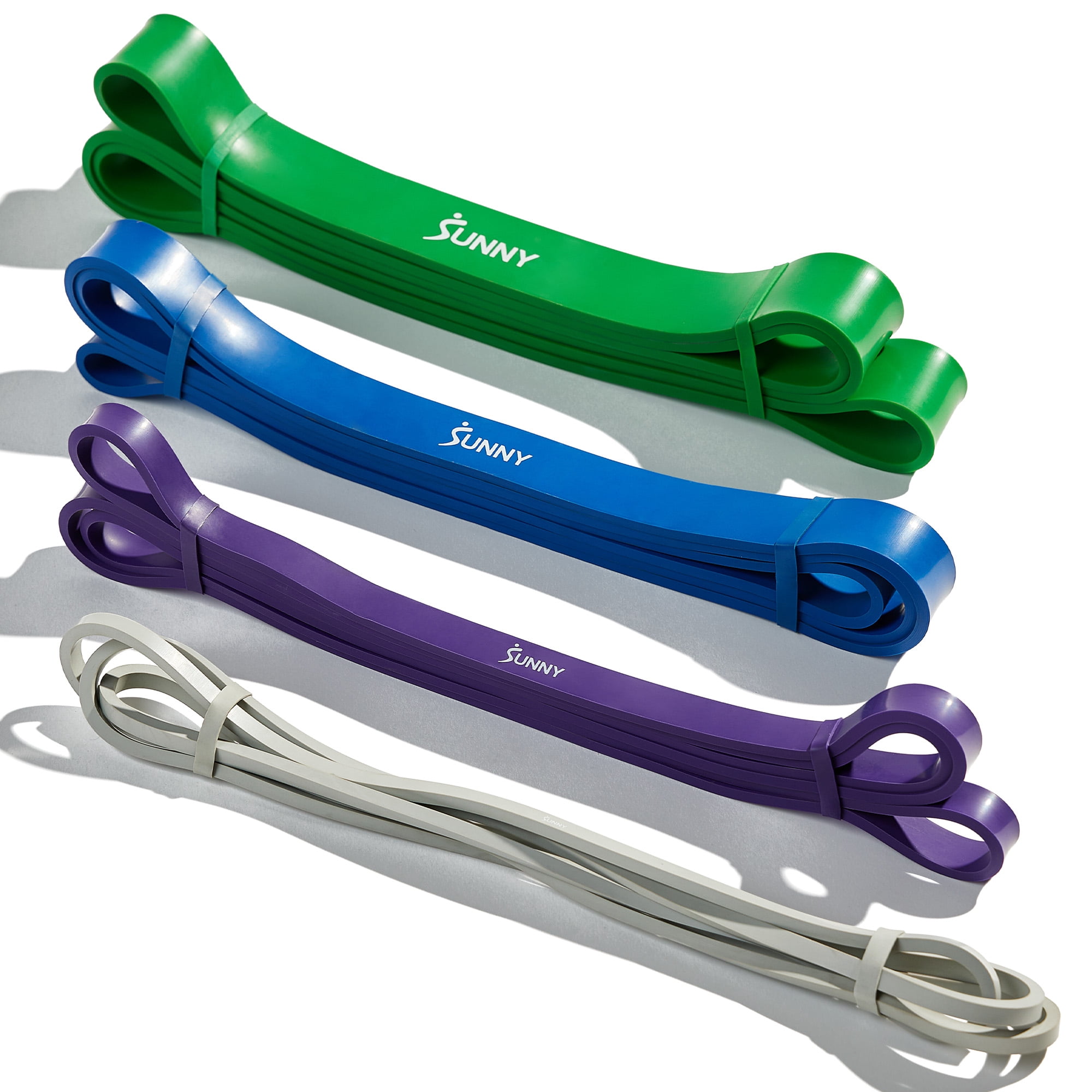 Sunny Health & Fitness Strength Training Resistance Band Set, 4-Piece, 15–95 LB, Natural Latex - NO. 088-COMBO