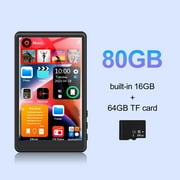 80GB Mp3 Player with Bluetooth, 4.0 in Full Touchscreen Mp4 Player, Voice Recorder, Portable HiFi Sound Mp3 Music Player with Earphones, Built-in HD Speaker, Black