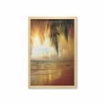 thumbnail image 1 of Ocean Wall Art with Frame, Sunset on the Beach of Caribbean Sea Waves Coast with Palm Tree, Printed Fabric Poster for Bathroom Living Room, 23" x 35", Dark Orange Pale Blue, by Ambesonne, 1 of 2