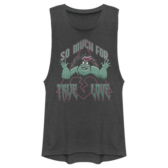 Junior's The Little Mermaid Villains Valentine's Day Ursula True Love  Festival Muscle Graphic Tee Charcoal Small