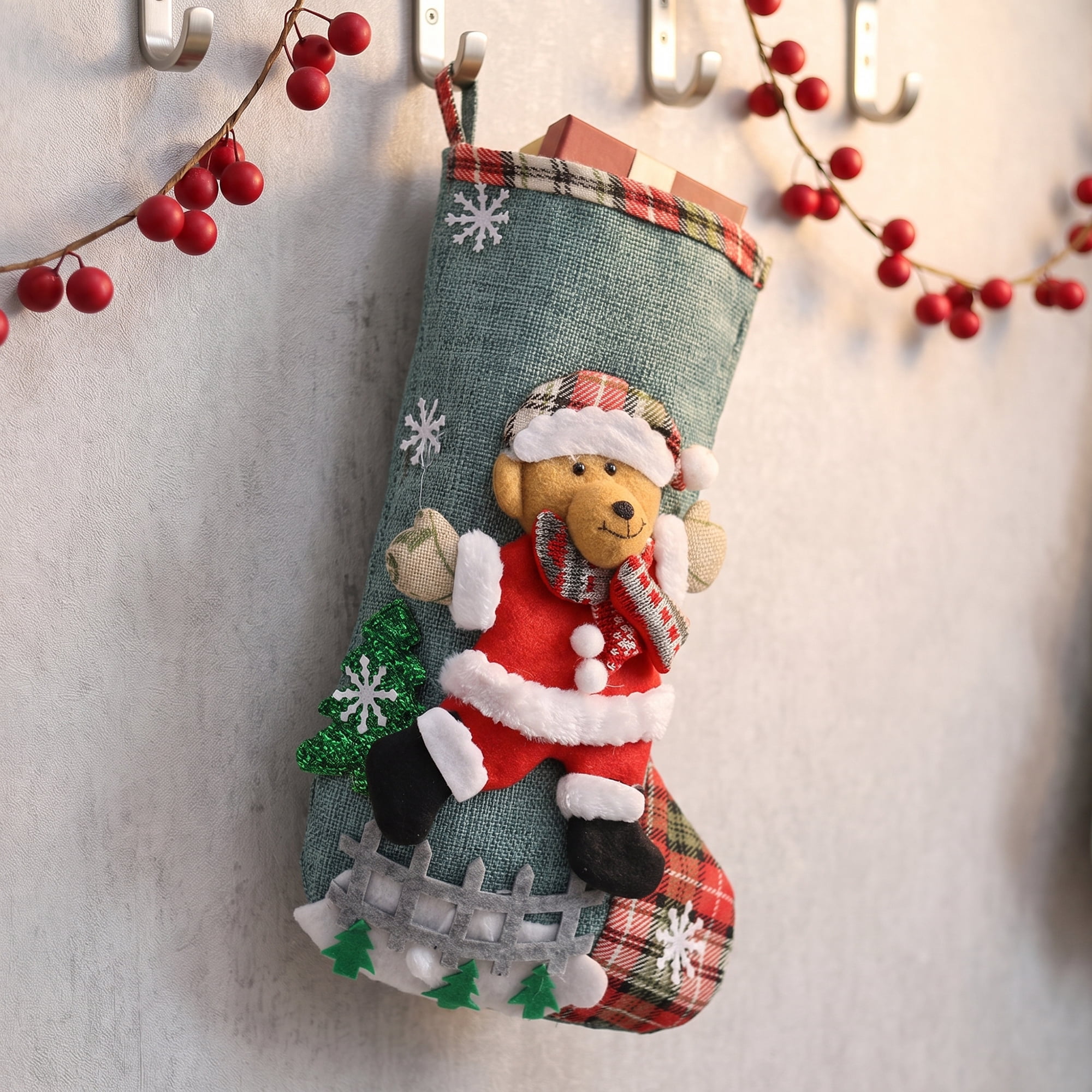Unique Bargains Whimsical Cartoon Stockings Luxury Tiered Display Accents Bear 12"