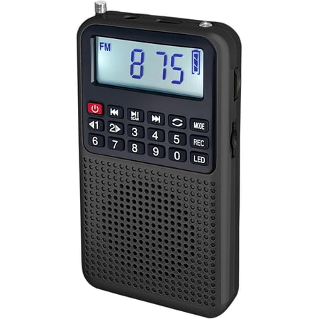 YF39 Portable FM AM Radio with Bluetooth, Voice Recording, TF Card Support, Stable Signal Reception, LED Emergency Light, Compact Design for Home and Outdoor Use(Black)