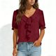 thumbnail image 2 of Camisas de Manga Corta para las Mujeres Blusa de Suéter de Cuello en V Casual para las Mujeres, Top de Estiramiento Suave para Uso Diario Y de Fiesta, 2 of 7