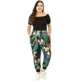 thumbnail image 1 of Unique Bargains Women's Plus Tropical Floral Elastic Waist Pants with Pockets, 1 of 6