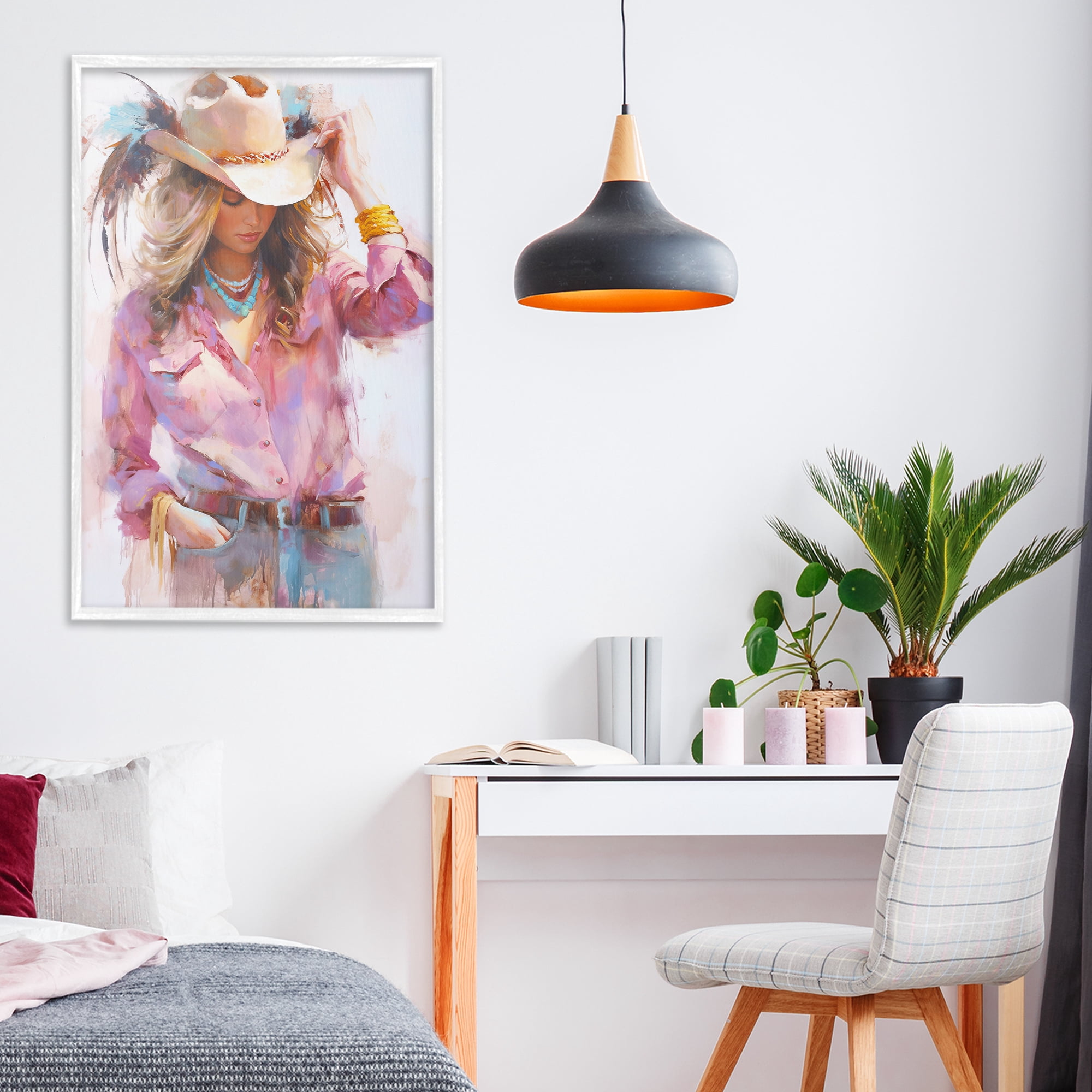 Stupell Industries Cowgirl Hat Reflections White Framed Giclee Art, design by Tina LeCour