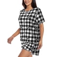 thumbnail image 2 of Daiia Anchor Black Tartan Plaid Pattern Womens Pajama Sets Short Sleeve Pajamas for Women Sets Soft Lounge Sets Casual Round Neck Sleepwear PJS-Large, 2 of 7