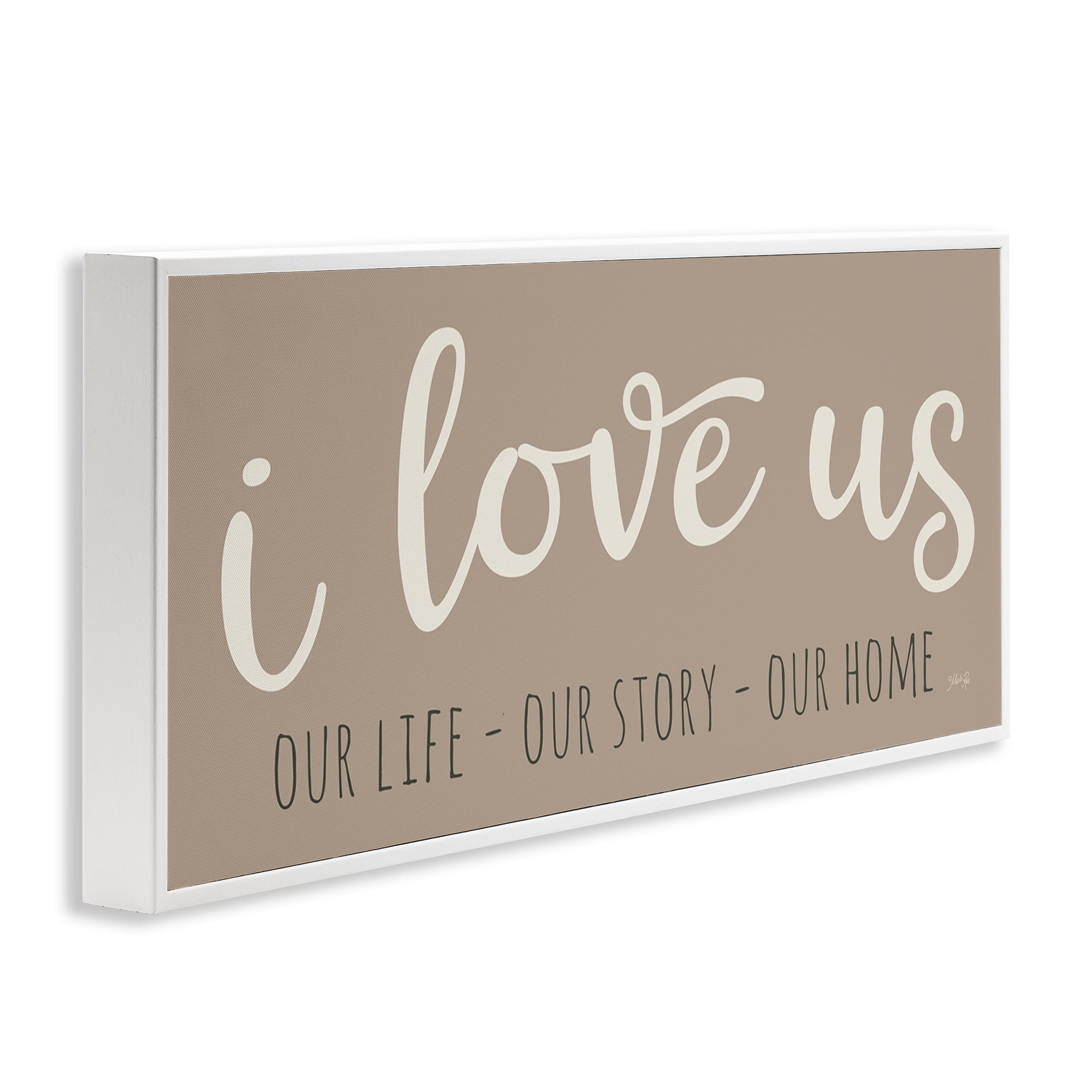 Stupell Industries I Love Us Romantic Typography Painting White Framed Art Print Wall Art, 30 x 13