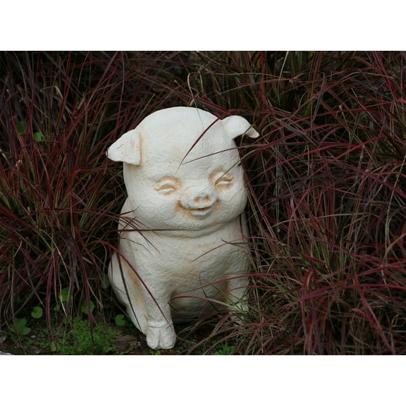 Serene Oinker Classic Curled Sitting Pig Statue