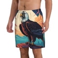 thumbnail image 2 of KLL Cartoon Iceberg Bald Eagle Men's Casual Summer Beach Shorts Hawaiian Shorts with Pockets-Large, 2 of 5