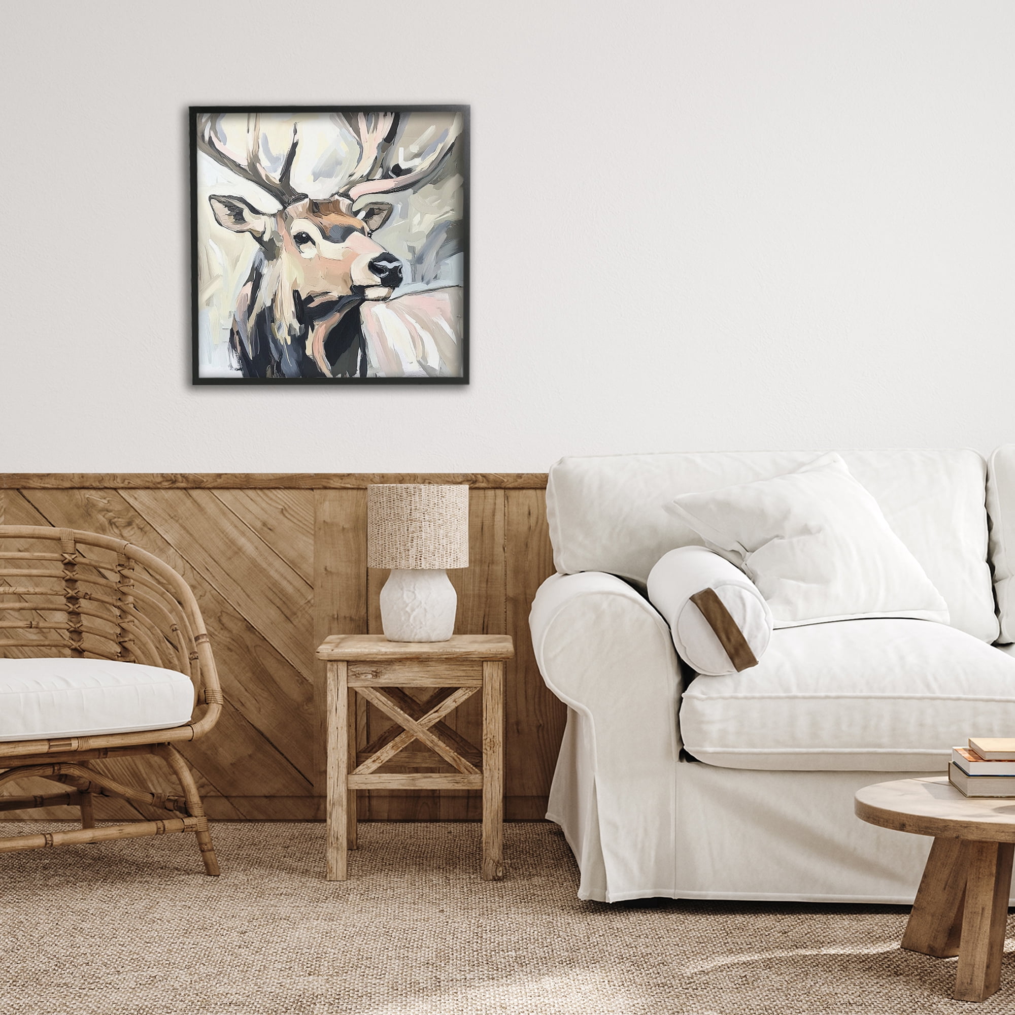 Stupell Industries Neutral Bull Elk Portrait Black Framed Giclee Art, design by Tina LeCour