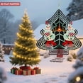 thumbnail image 2 of Stylized Metal Hanging Christmas Tree Wind Spinner - Frosty Snowflake Design with Reindeer & Snowmen - Perfect for Garden Decor, 2 of 7