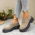 thumbnail image 2 of Domzle Loafers for Womens Dress Shoes Slip on Loafers Platform Business Casual Non-Slip for Daily Office Work Dressy Heeled Chunky Sole Khaki, 2 of 6