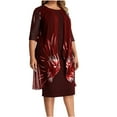 thumbnail image 2 of Robes pour Filles Femmes Mode Décontractée Col Rond Uni Manches Courtes Mi-Longues Taille Robe en Liquidation, 2 of 5