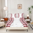 thumbnail image 3 of Erosebridal Baseball Bed Sheets ,Red White Baseball Sheet Set ,Grunge Ball Print Bedding Set,Sports Game Fitted Sheet + Top Sheet Soft + 2 Pillowcases Wrinkle Free,Full Size, 3 of 6