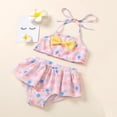 thumbnail image 3 of FRSASU Summer Baby Kids Girls Swimwear Dot Print Tops Shorts Swimsuit Outfit Set Pink 90(12-24 Months), 3 of 9