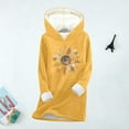 thumbnail image 4 of Qulqfy Tops for Women Long Sleeve Plus Size Yellow Fleece Lined Pullover Tops Winter Floral Hooded Shirts Fall Tops for Women, 4 of 5