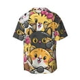 thumbnail image 4 of Goofa Cute Cat Cartoon Printed Men's Casual Short-sleeved Shirt,Lightweight Breathable Button-down,Summer Casual men's top,Versatile Fashion shirt-XX-Large, 4 of 7