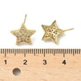 thumbnail image 5 of Star Brass Micro Pave Clear Cubic Zirconia Stud Earrings Lead Free & Cadmium Free Long-Lasting Plated Real 18K golden Plated 12.5x13.5mm Brass, 5 of 5