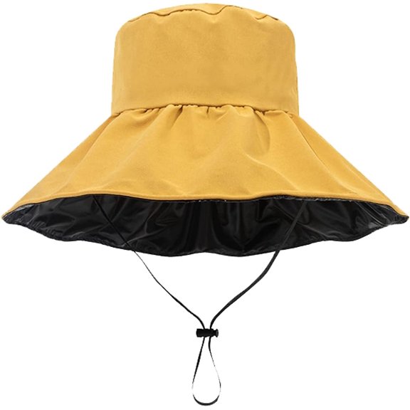 CoCopeaunts Women Bucket Hat Large Wide Brim Outdoor Sun Protection Folding Summer Bucket Cap for Women Adjustable Lace-Up