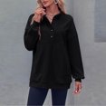 thumbnail image 2 of hxobax Womens Oversized Sweatshirts Fleece Long Sleeve Half Button Casual Pullover Tops With Pockets, 2 of 7