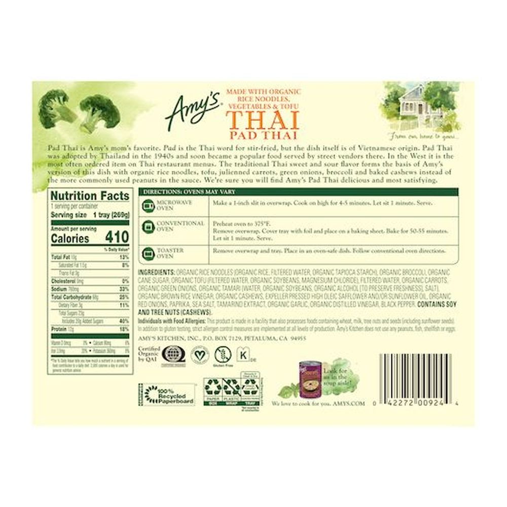 Amys Thai Pad Thai, 9.5 Ounce -- 12 per case