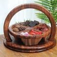 thumbnail image 4 of Handmade Wooden Carved Serving Tray for Fruits Bread Foldable Snack Dish, 4 of 7
