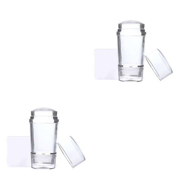 Soidarity Nail Stamper Jelly Silicone Double Head Portable DIY Nails Seal Forma de embudo Stencil Impresión Decoración Imagen bonita Transparente 2Conjunto