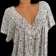 thumbnail image 3 of Frostluinai Savings Clearance 2022! Women's Summer Plus Size Tops Loose Floral Print Blouse Short Sleeves T-Shirt V-neck Flowy Pullover Tee, 3 of 5