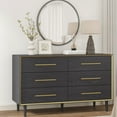 thumbnail image 2 of Swedhaus Modern Dresser for Bedroom with 6-Drawer,Long Chest of Drawers with Deep Drawer for Closet Bedroom Living Room,Black, 2 of 7