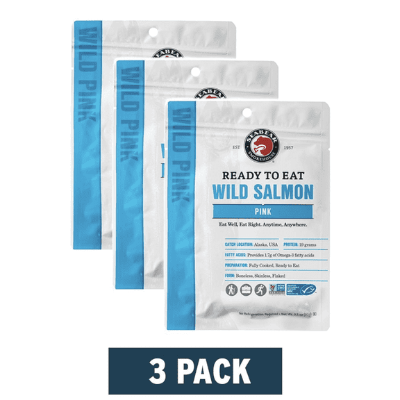 SeaBear Ready To Eat Pink Salmon, 3.5 oz (3 Pack)