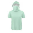 thumbnail image 6 of TKLPEHG Mens Fishing Hoodie Shirt with Face Mask UPF 50+ Sun Protection Shirt Short Sleeve Hiking Shirts (Green,XXXXL), 6 of 8
