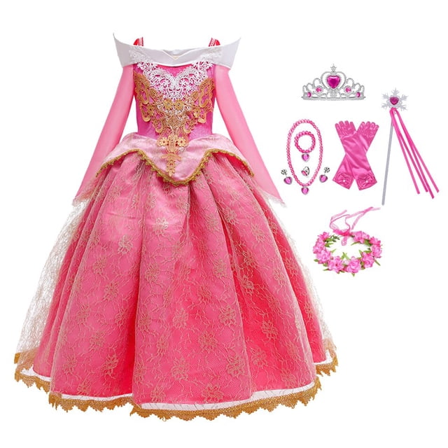 Vestido de Cosplay de La Bella Durmiente para niñas, mangas largas, hombros descubiertos, regalo de Halloween y Navidad, ropa de princesa de fiesta de lujo Fivean unisex