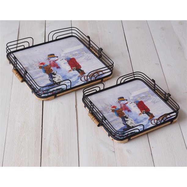 Audrey's Your Heart's Delight Trays Snow Day Set of 2