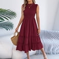 thumbnail image 7 of Women's 2026 Casual Loose Plain Maxi Sundress Smocked Elastic Waist Tank Dress Sleeveless Summer Beach Tiered Long Dresses, 7 of 7