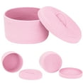 thumbnail image 2 of Sea Team Round Cotton Rope Storage Basket with Lid, Lidded Woven Storage Bin, Nursery Storage Container, Diaper Caddy, Baby Shower Basket, Box, Organizer, 11.8 x 11.8 x 6.7 Inches, Pink, 2 of 6