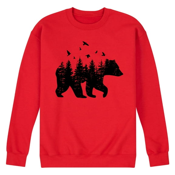 Instant Message - Forest Bear Silhouette - Men's Crew Neck Fleece Pullover