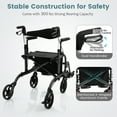 thumbnail image 6 of Giantex 2 in 1 Folding Rollator Walker, Portable Rolling Wheelchair w/Adjustable Height, Black, 6 of 6