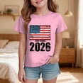 thumbnail image 2 of WUANDIXFA Cute Tops for Teen Girls 250 Anniversary USA Girls' United States Patriotic T-Shirt with American Flag Crewneck Short Sleeve Pink,11-12 Years, 2 of 5