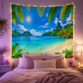 thumbnail image 2 of Tropical Bay with Palm Fronds and Sandy Shore, Serene Coastal Style for Ocean Lovers, Beach Wall Art, Housewarming Gift, Tapestry Wall Hanging for Bedroom and Living Room, 2 of 7
