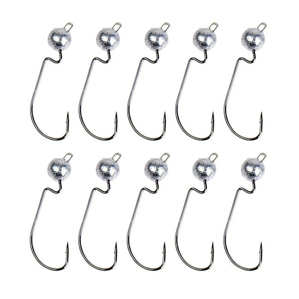 10pcs Weighted Fishing Hooks with Soft Worm Crank Hook Wide Hook 7g 