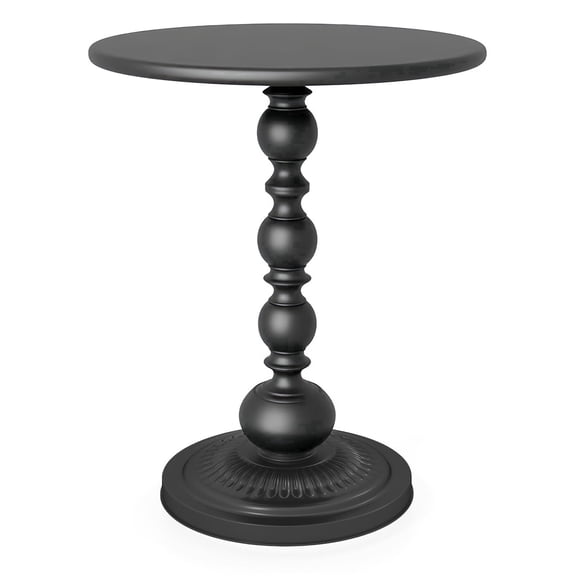 Funecy Metal Small End Table,Vintage Matte Black Round Side Table Nightstand for Bedside,Small Accent Pedestal Table for Living Room