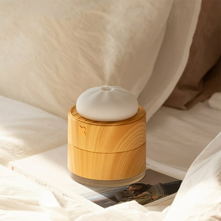 

400Ml Air Humidifier Mini Household Small Steamer Bun Humidifier USB Humidifier LED Night Lamp Wood Grain