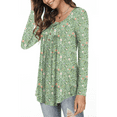 thumbnail image 6 of SOMER Boho Tops For Women Long Sleeve Shirts Dressy Casual Blouses With Printed Pleated Button Tunic Tops for Going Out, 2025 Fall Trendy, 6 of 6