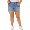thumbnail image 1 of Unique Bargains Women's Plus Size Ripped Raw Hem High Waist Denim Jean Shorts, 1 of 7