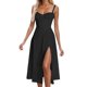 thumbnail image 1 of Vestido informal para mujer: cuello en V, espalda escotada y detalle de lazo. Versátil para primavera, verano y otoño. Combina con leggings. Cómodo para llevar a diario., 1 of 5