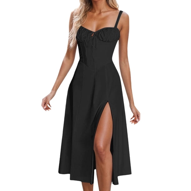 Vestido informal para mujer: cuello en V, espalda escotada y detalle de lazo. Versátil para primavera, verano y otoño. Combina con leggings. Cómodo para llevar a diario.
