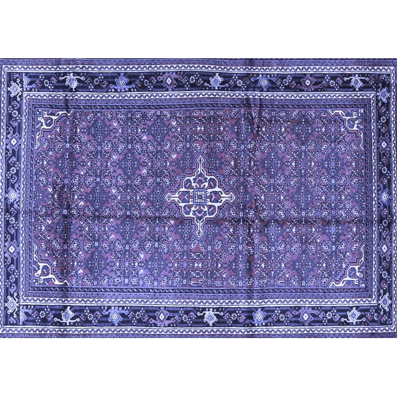 Ahgly Company Machine Washable Indoor Rectangle Persian Blue Traditional Area Rugs, 6' x 9'