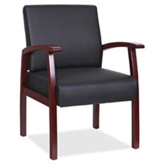 Black Leather & Wood Frame Guest Chair, Black